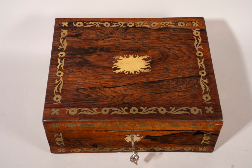 Late 19th Century Brass Inlaid Rosewood Lap Desk - Antiques Resources ...