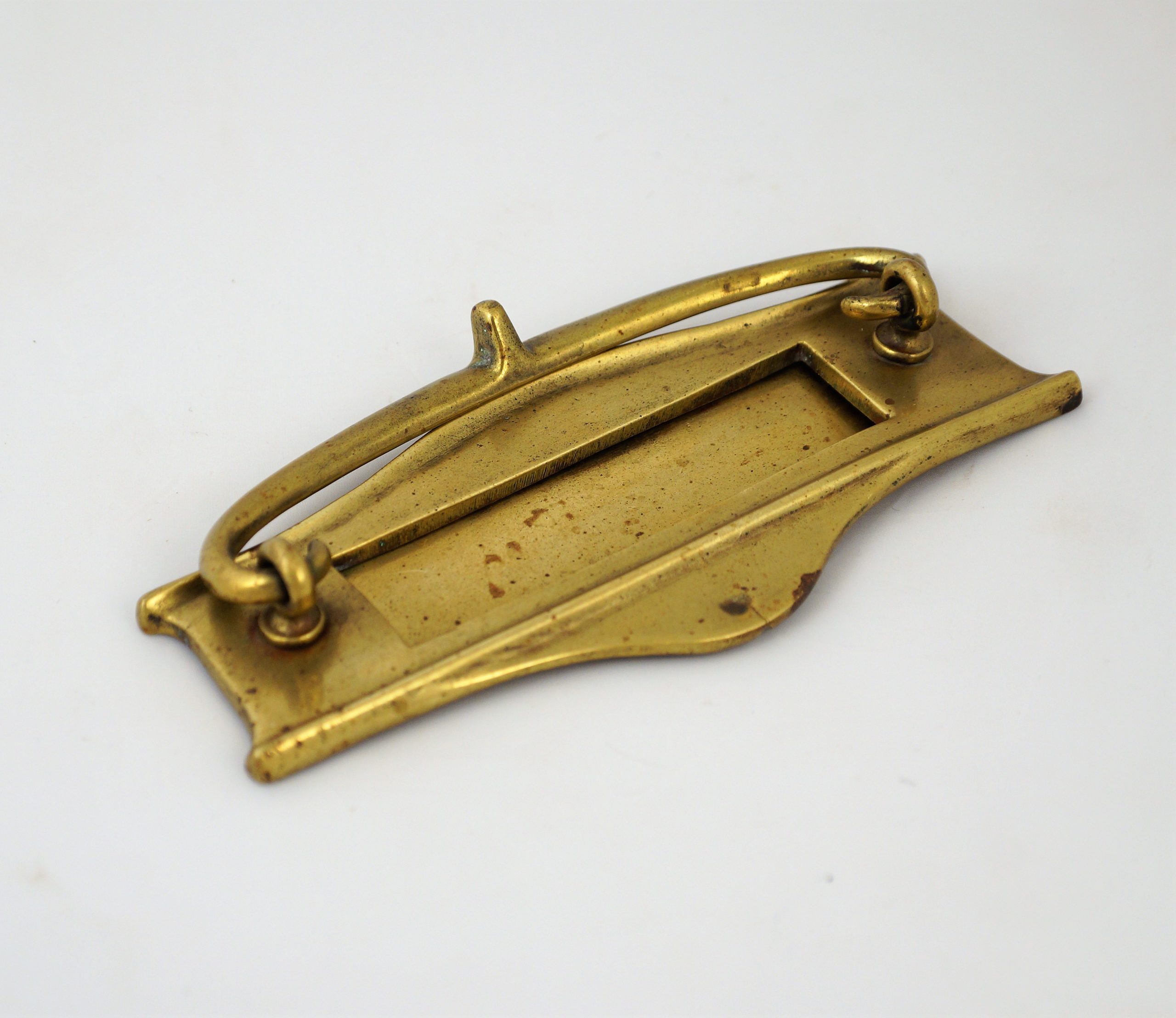 Late 19th Century English Victorian Brass Door Knocker and Mail Slot