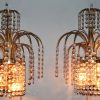 Pair of Circa 1950's Retro Brass and Crystal Sconces - Image 3