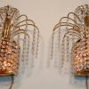 Pair of Circa 1950's Retro Brass and Crystal Sconces - Image 8
