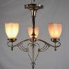 Circa 1910 Arts and Crafts Nickel on Brass Chandelier - Image 3