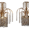 Pair of Circa 1950's Retro Brass and Crystal Sconces - Image 2