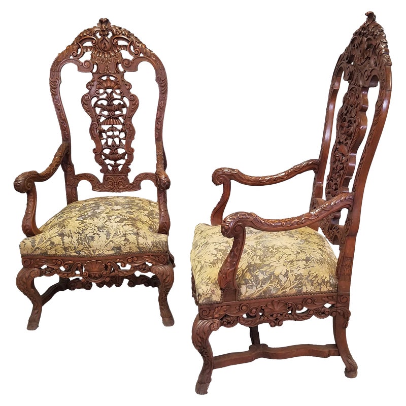Walnut Louis XV Style Side Chair With Curved Back-71