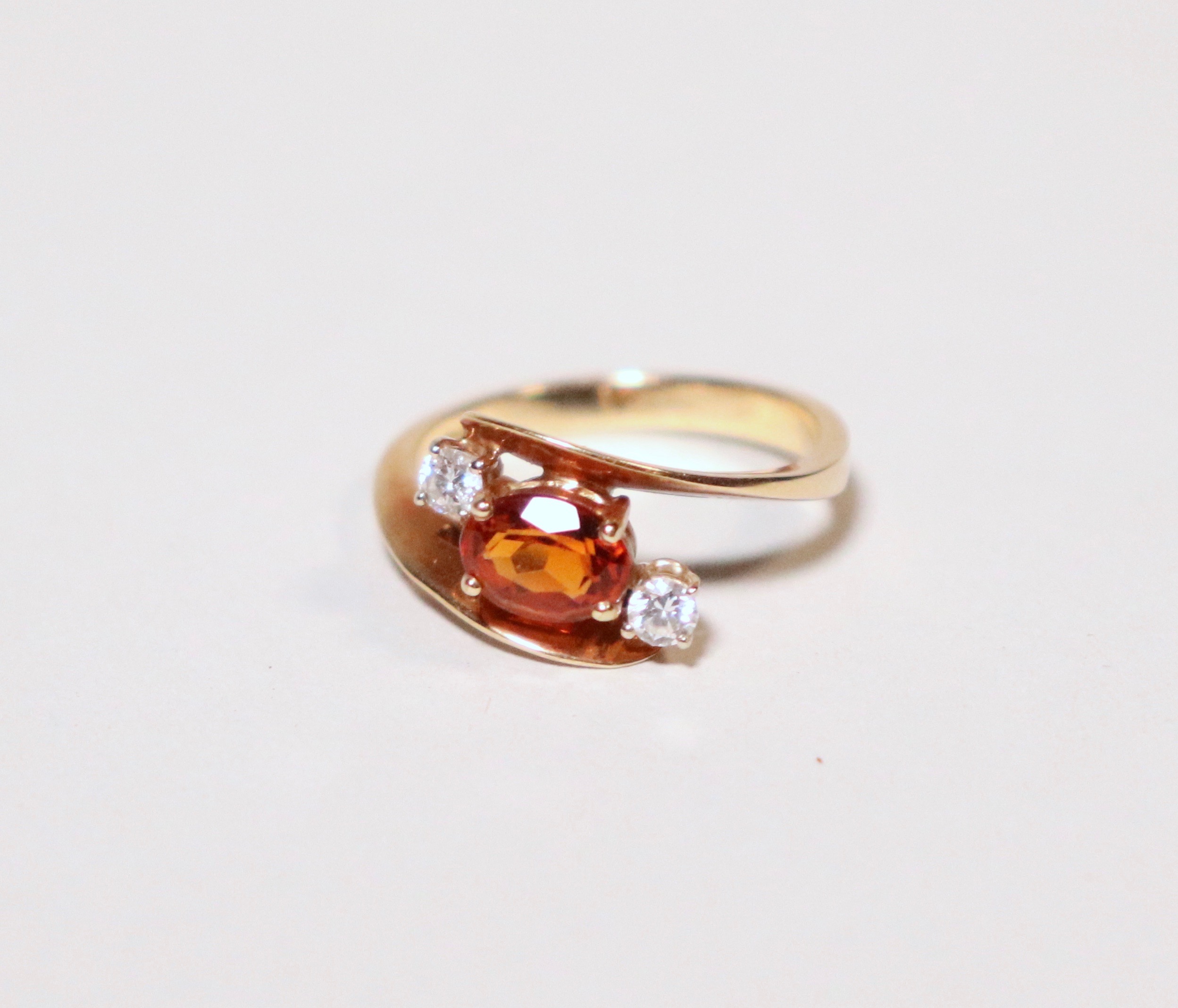Market Square Jewelers Sparkling Orange and White Diamond Belt Buckle Ring