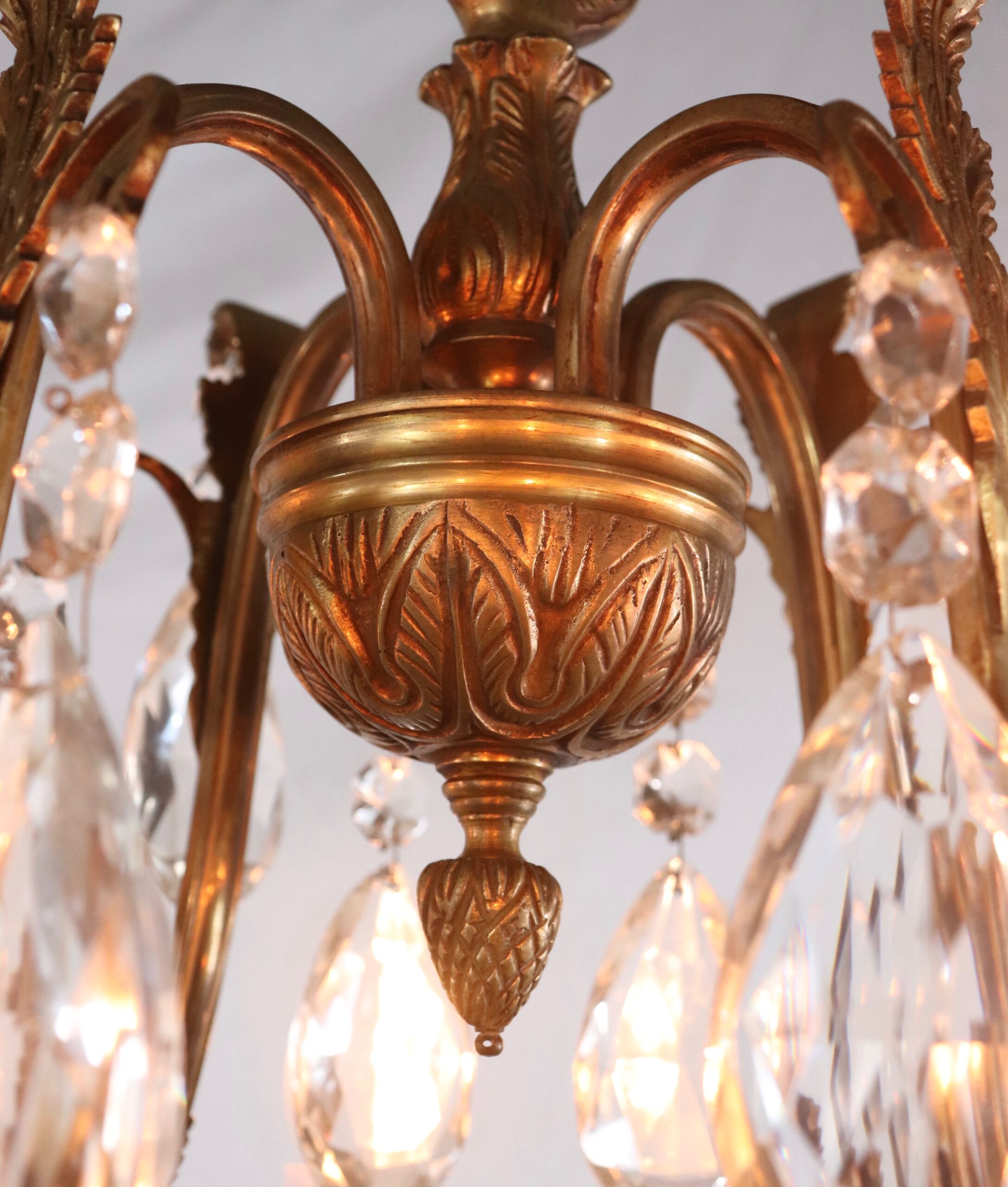 Rosetta Collection 10 Light Large Brass & Crystal Chandelier