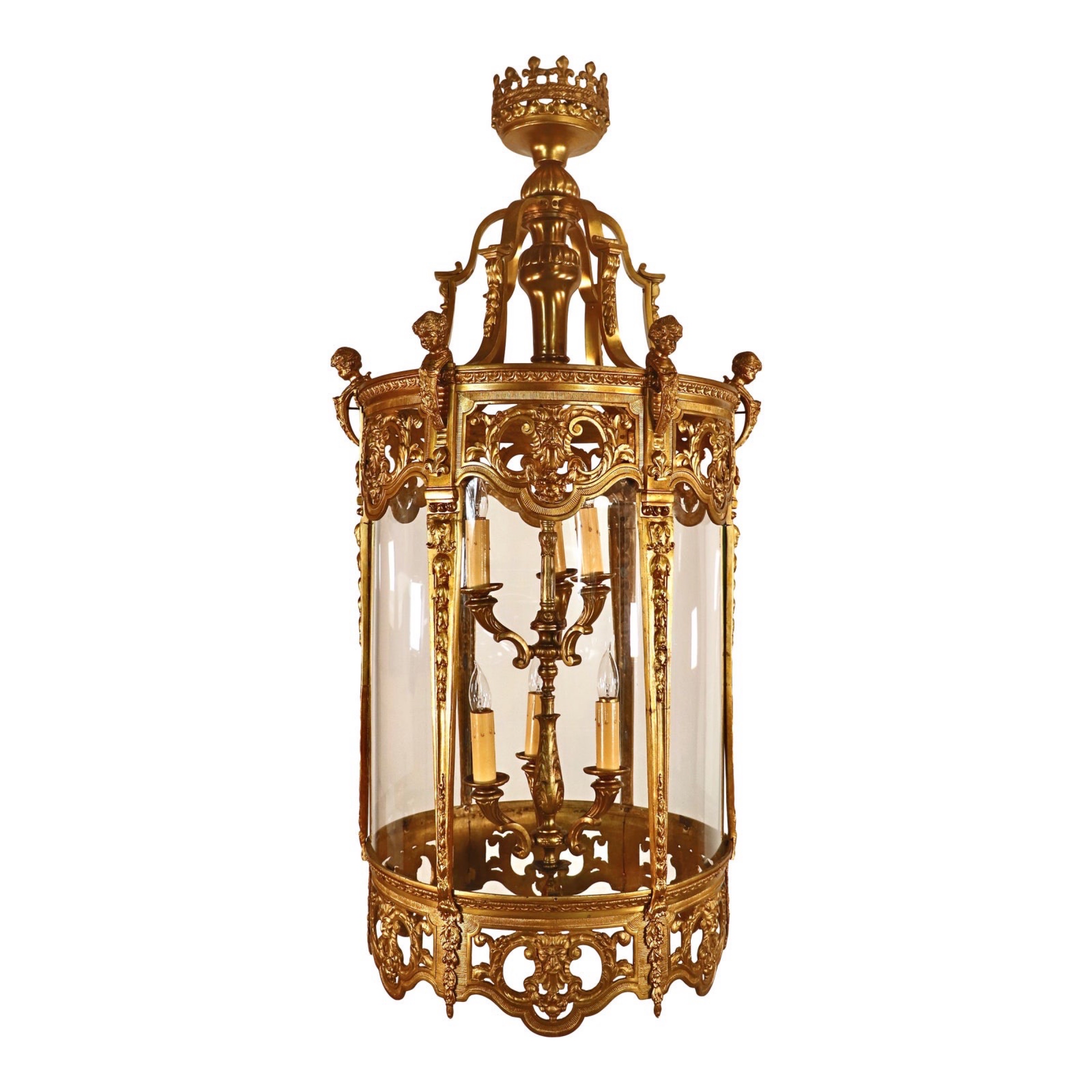 19th Century French Louis XVI Style Gilt Bronze Lantern - Antiques Chicago