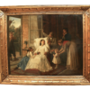 19th Century Oil on Canvas by Joseph Caraud titled "Flowers For A Lady"
