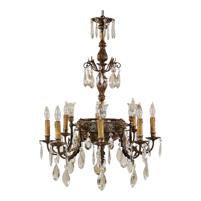 Bronze & Crystal Chandelier by Castriota y Possetti