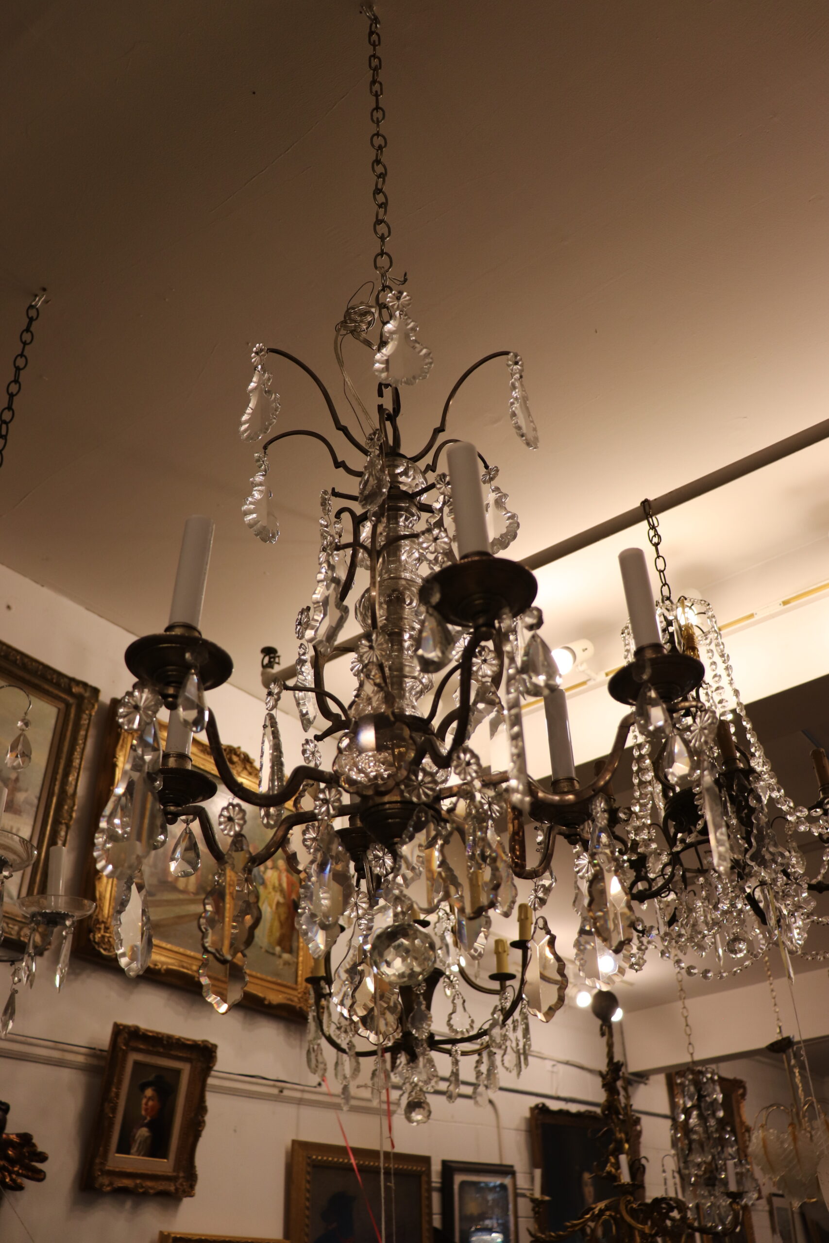 Circa 1920 French Neoclassical Ram Chandelier with Crystal Pine Cones -  Antiques Resources, Chicago
