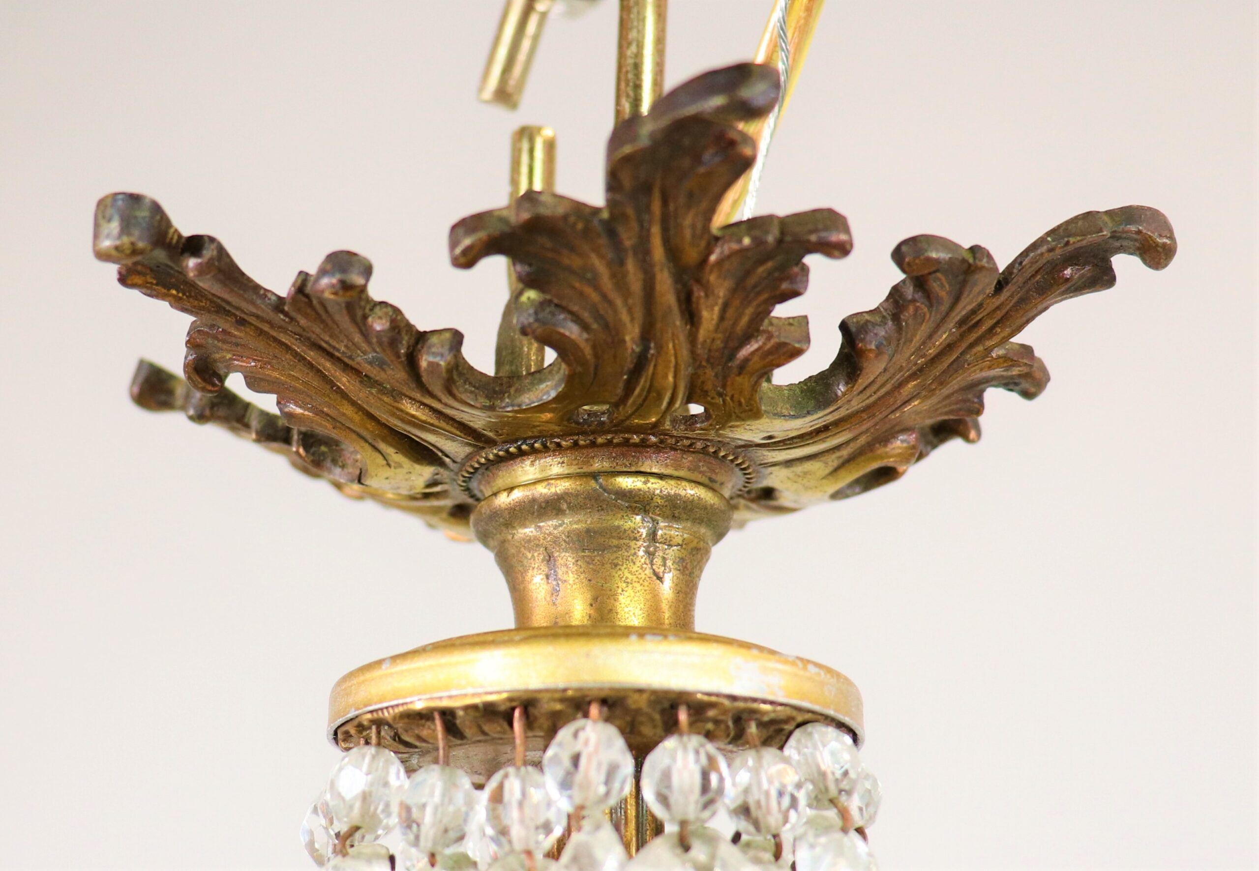 Small and Lovely Empire Revival Bronze and Brass Chandelier / Pendant -  Ruby Lane