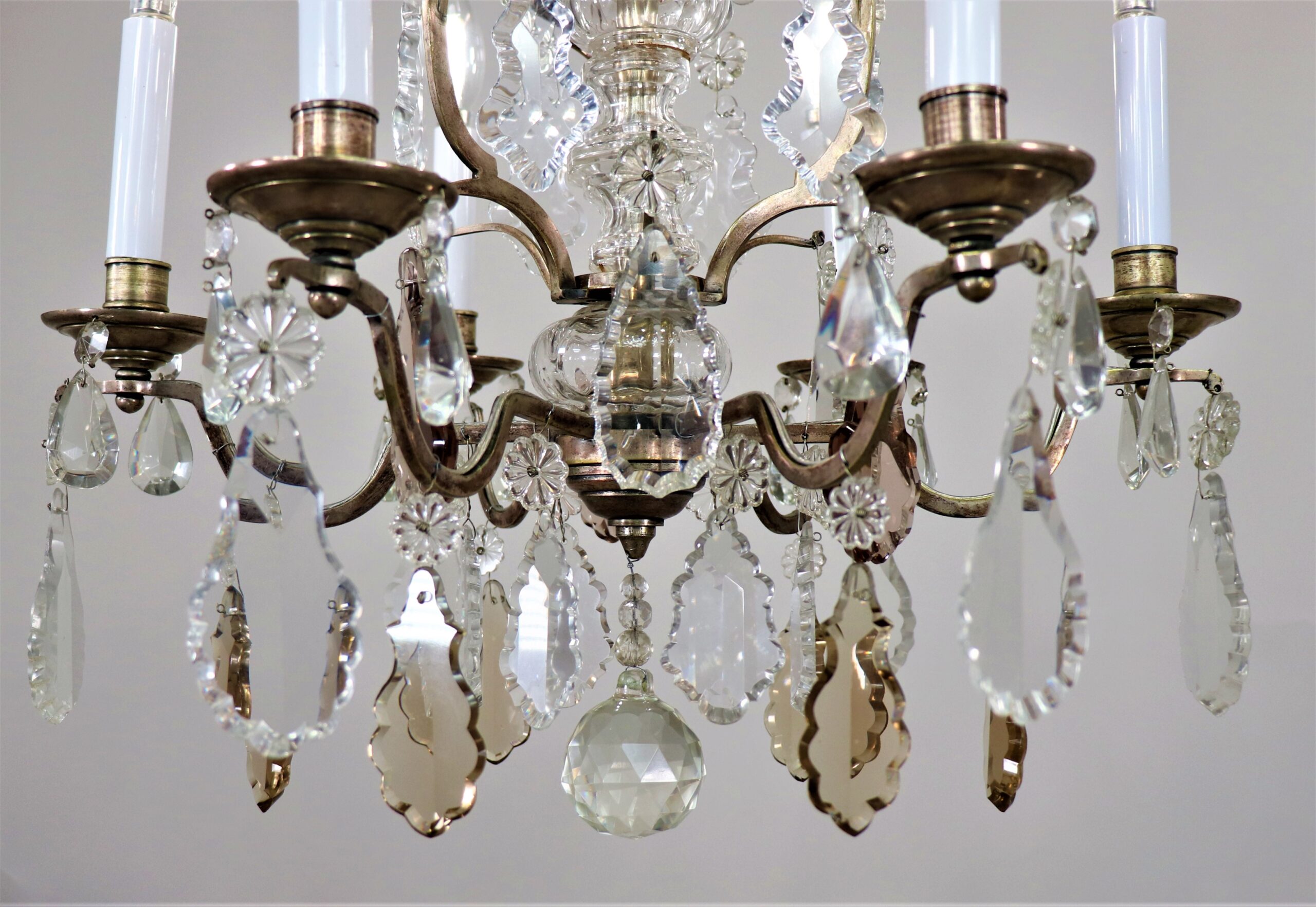 Circa 1920 French Nickel on Brass and Crystal Chandelier - Antiques  Resources, Chicago