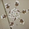 Circa 1920 French Nickel on Brass and Crystal Chandelier - Image 8
