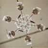 Circa 1920 French Nickel on Brass and Crystal Chandelier - Image 7