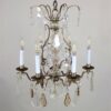 Circa 1920 French Nickel on Brass and Crystal Chandelier - Image 2
