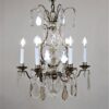 Circa 1920 French Nickel on Brass and Crystal Chandelier - Image 3