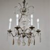 Circa 1920 French Nickel on Brass and Crystal Chandelier - Image 12
