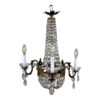 Circa 1910 Empire Style Crystal and Bronze Three Arm Chandelier