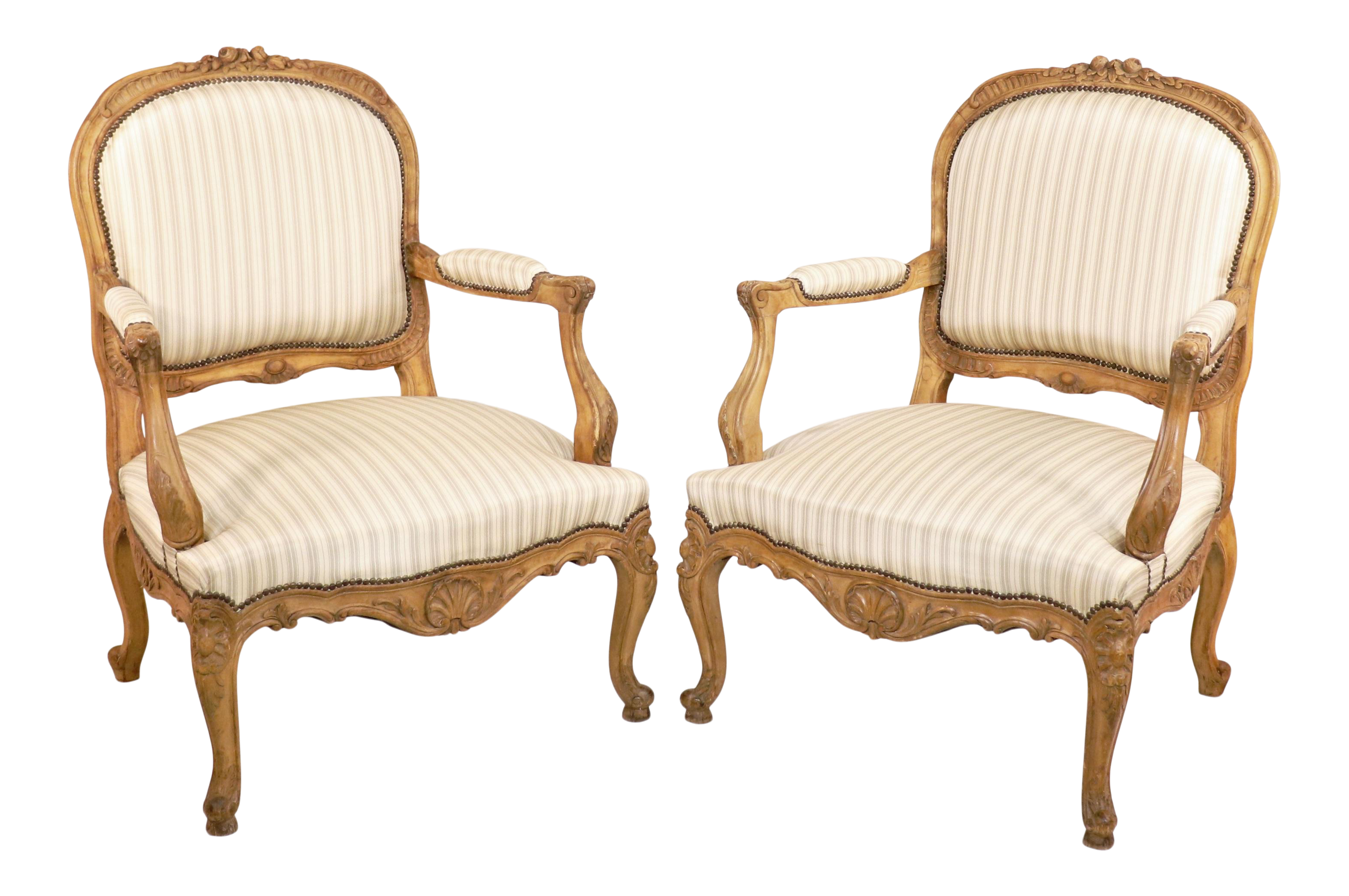 Pair of Circa 1900 Louis XV Style Beech Fauteuil Armchairs - Antiques  Resources, Chicago