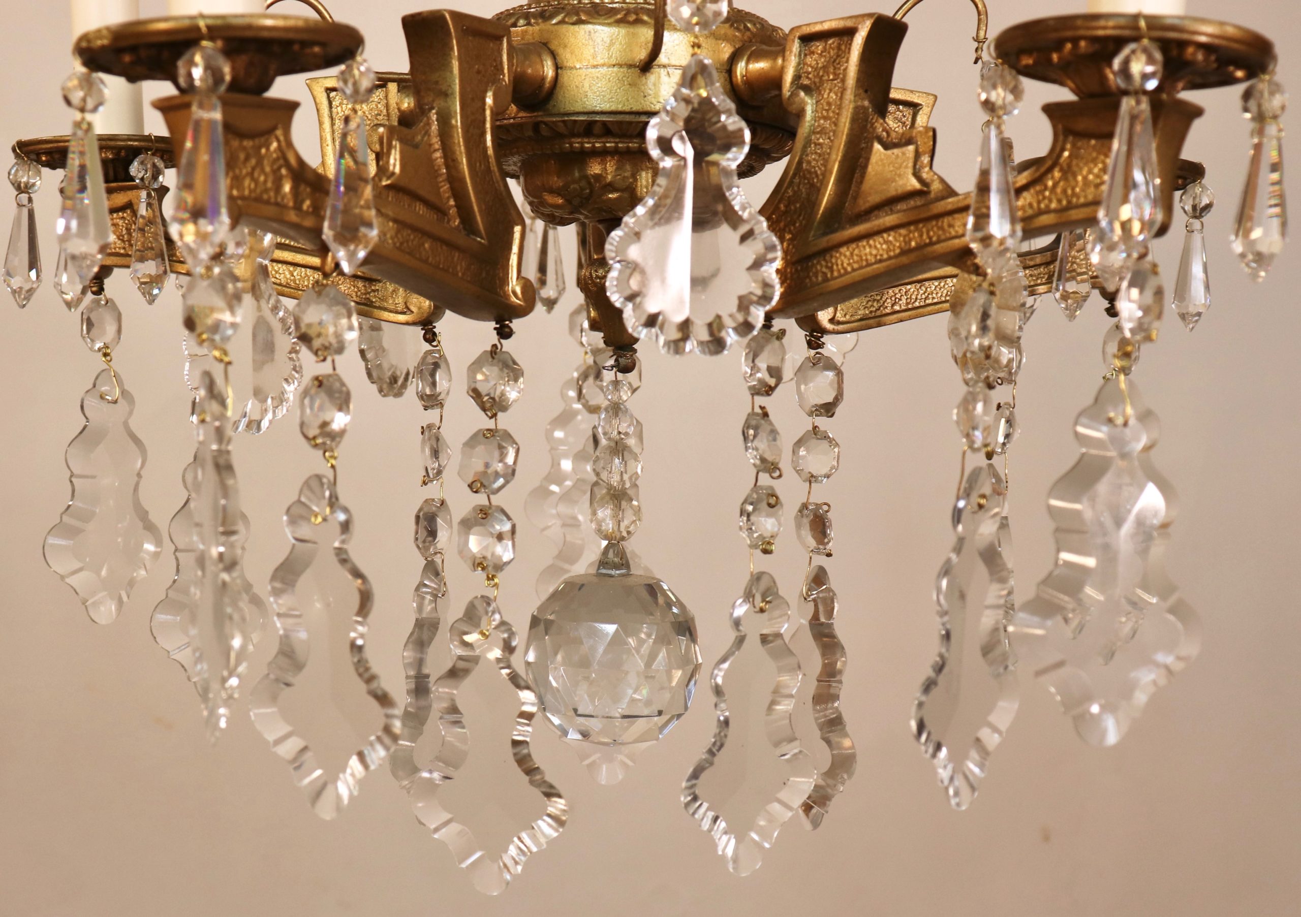 Swedish Neoclassic Bronze and Crystal Chandelier - georgenantiques