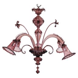 Large Mid-Century Aubergine Ritorto Murano Chandelier In the Manner of Ercole Barovier