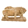 Pair of 20th Century Life-Size Striated Pink Marble Lions