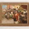 Oil on Canvas Italian Street Market Scene by Giuseppe Pitto (Italian 1857-1928)