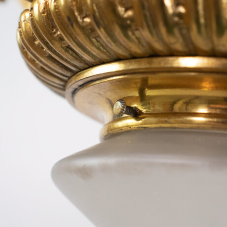 Circa 1900 Louis XVI Style Gilt Bronze Flush Mount with Etched Glass - Image 14