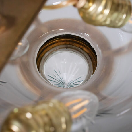 Circa 1900 Louis XVI Style Gilt Bronze Flush Mount with Etched Glass - Image 16