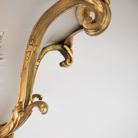 Circa 1900 Louis XVI Style Gilt Bronze Flush Mount with Etched Glass - Image 19
