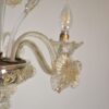 Vintage Traditional Floral Three-Arm 24K Gold Infused Murano Glass Chandelier - Image 7
