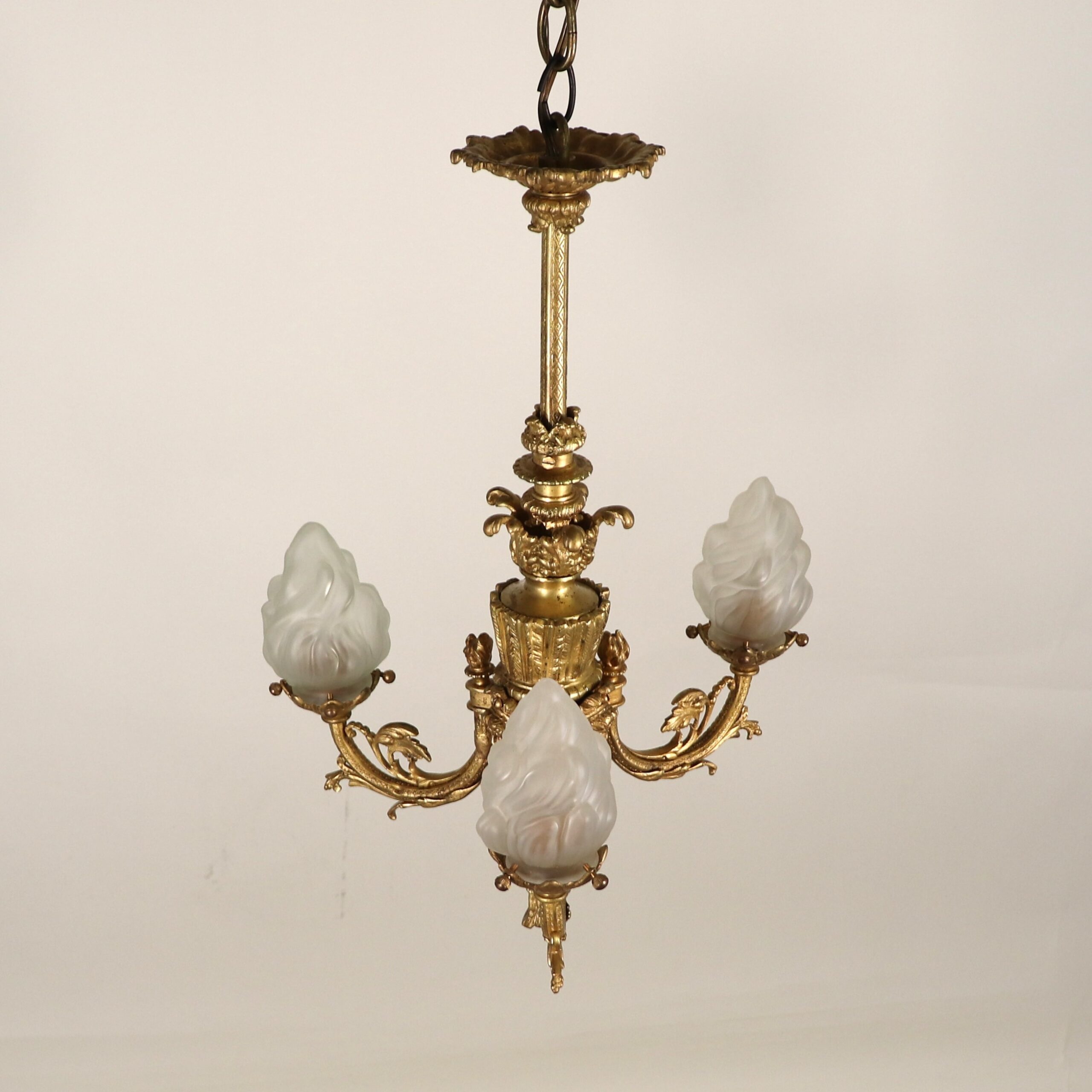 19th Century French Louis XVI Style Yellow Gold Gilt Bronze Flambeau  Chandelier - Antiques Resources, Chicago