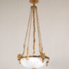 Early 20th Century French Neoclassical with Ormolu and Frosted Etched Glass Pendant Chandelier - Image 3