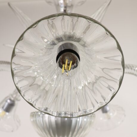 Mid-Century Five Arm Ribbed and Scalloped Cristallo Murano Chandelier - Image 10