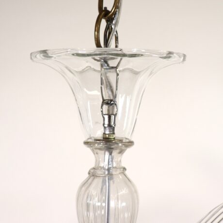 Mid-Century Five Arm Ribbed and Scalloped Cristallo Murano Chandelier - Image 5