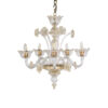 Vintage Baroque Style Five Arm Floral 24K Gold Infused Cristallo Murano Glass Chandelier