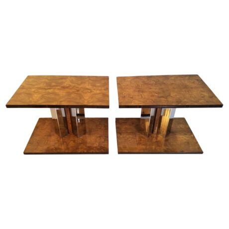 Pair of Circa 1930 Art Deco Burl Wood End Tables