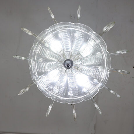 Mid-Century Art Deco Style Cristallo Rigaree Murano Pendant Light - Image 12