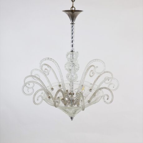 Mid-Century Art Deco Style Cristallo Rigaree Murano Pendant Light - Image 3