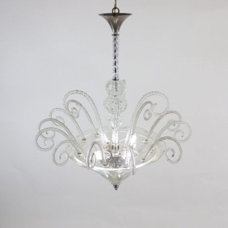 Mid-Century Art Deco Style Cristallo Rigaree Murano Pendant Light - Image 4