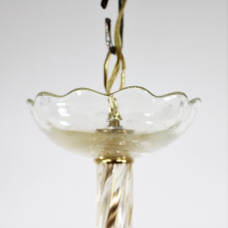 MidCentury 24K Gold Infused and Rigaree Murano Frond Pendant Light - Image 4