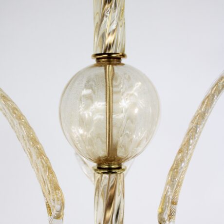 MidCentury 24K Gold Infused and Rigaree Murano Frond Pendant Light - Image 7