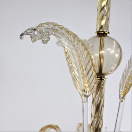 MidCentury 24K Gold Infused and Rigaree Murano Frond Pendant Light - Image 6