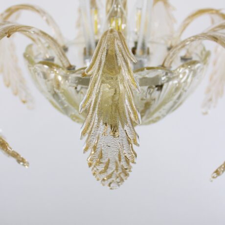 MidCentury 24K Gold Infused and Rigaree Murano Frond Pendant Light - Image 8