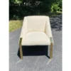 1980s Andree Putman Postmodern Sculptural Triangle Brass Lounge Chair With Gold Sparkles - Image 5