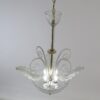 Midcentury Murano Chandelier in the Manner of Ercole Barovier with Bullicante, Rigaree, and Aventurine Details - Image 4