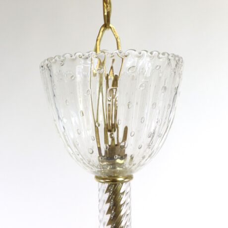 Midcentury Murano Chandelier in the Manner of Ercole Barovier with Bullicante, Rigaree, and Aventurine Details - Image 10