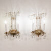 Pair of Vintage French Maison Jansen of Paris Brass and Crystal Sconces - Image 2