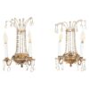 Pair of Vintage French Maison Jansen of Paris Brass and Crystal Sconces