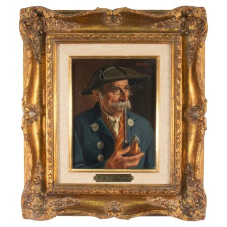 Early 20th Century Oil on Board by Franz Xaver WÖLFLE (Austria 1887-1972) titled Man with a Pipe