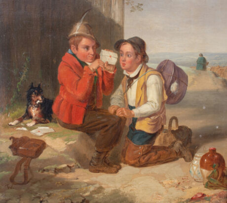 19th Century Genre Scene " Curiosity Unsealed" Oil on Canvas Attributed to Thomas Webster (English 1800-1880) - Image 2